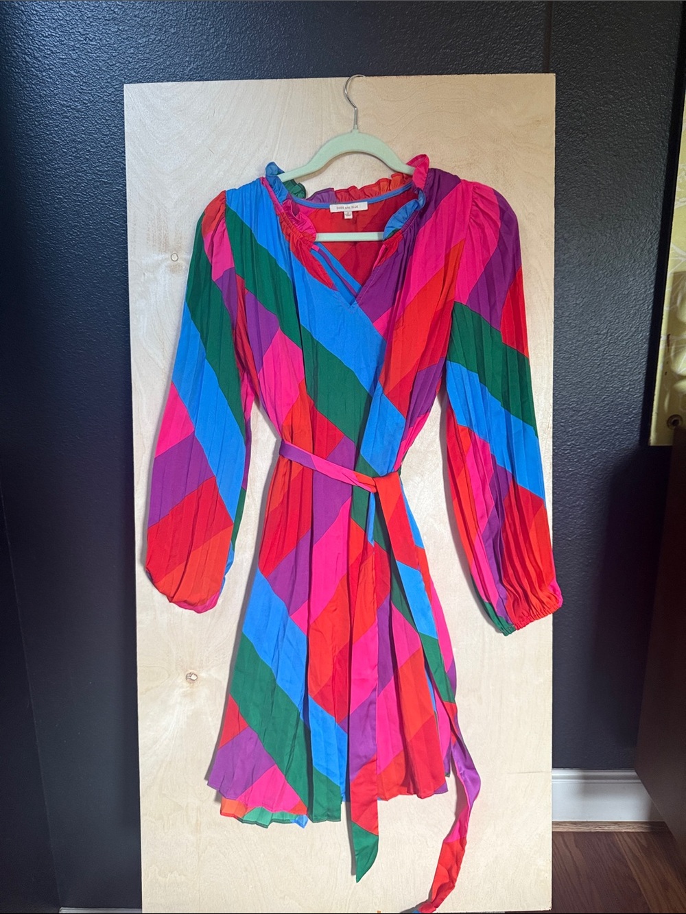 Bright Multicolor Wrap Dress - Diagonal Stripe Print